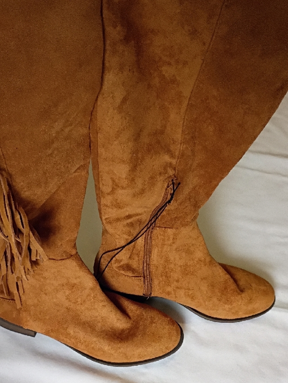 Mossimo Supply Co. Brown Fringe Over-the-Knee Boots Size 9. - Picture 4 of 7